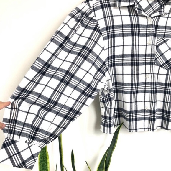 NWT ๐ BP. Puff Sleeve Flannel Button Up Shirt - Picture 3 of 8